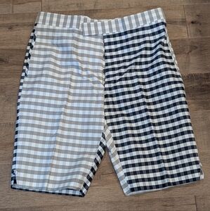 $1090 Mens THOM BROWNE Gingham Check Cotton Shorts Gray Mix 2 - Medium